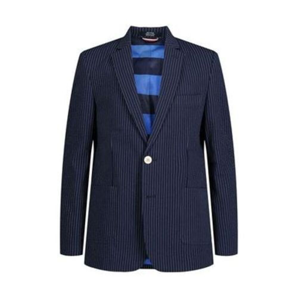 Tommy Hilfiger Big Boys Mazarine Blue Seersucker Stripe Suit Jacket‎ Size 12